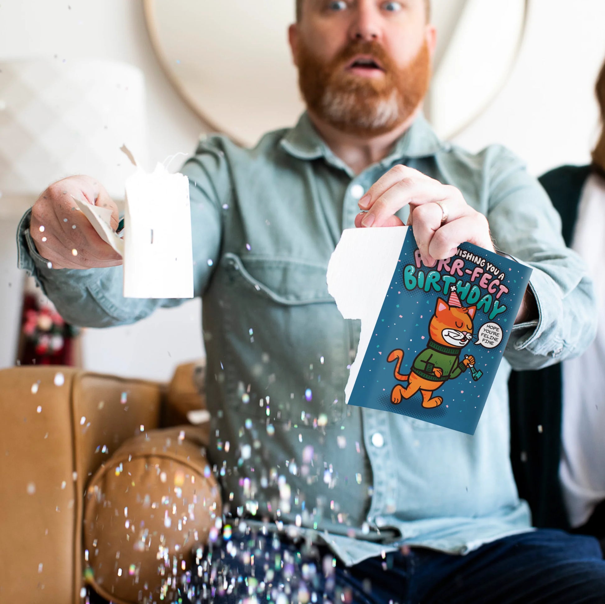 Endless Cool Cat Birthday Musical Prank Card with Hidden Glitter