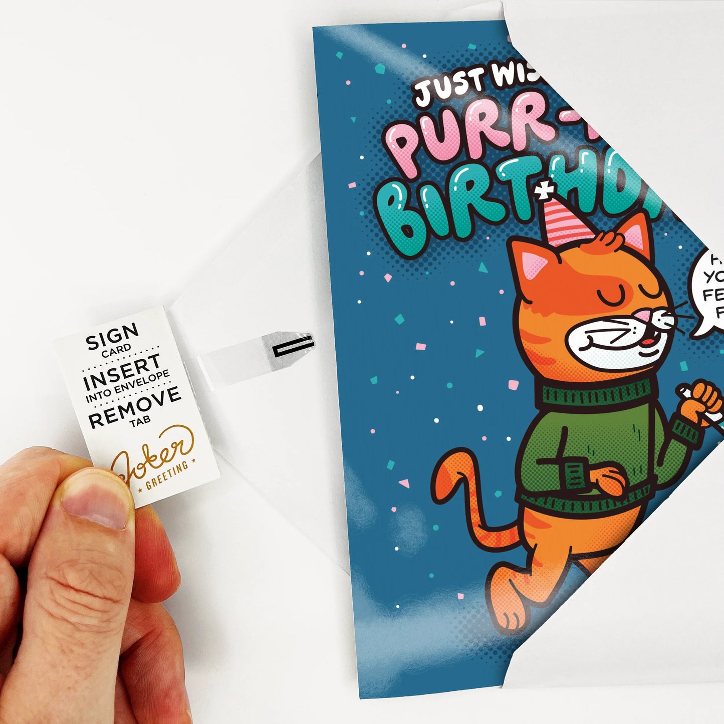 Endless Cool Cat Birthday Musical Prank Card with Hidden Glitter