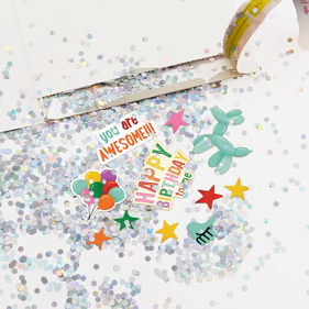 Geburtstagskarte Nonstop „Never Gonna Give You Up“ mit Glitzer