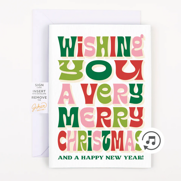 Endless Rock Jingle Bells Christmas & New Year Prank Card with Hidden Glitter