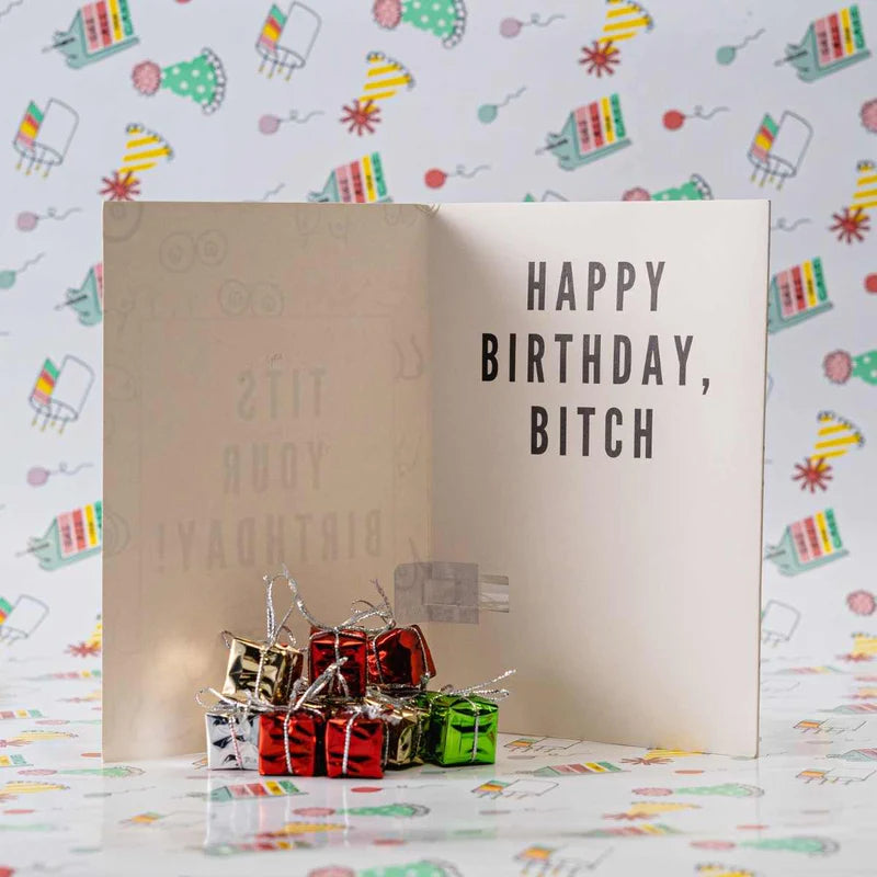 Endless "Tits Your Birthday" Card With Glitter