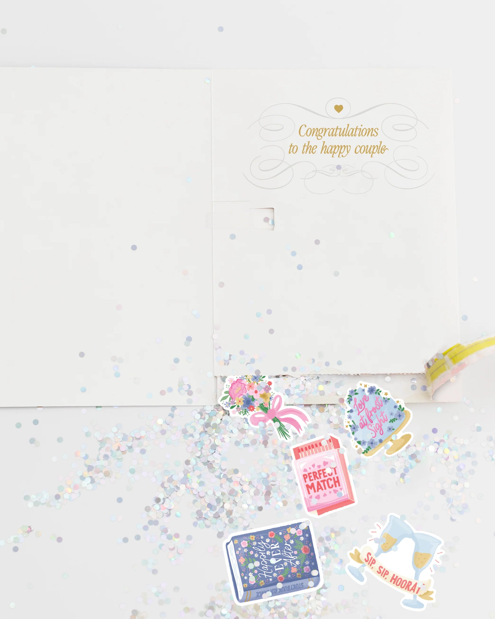 Endless Just Married Card With Glitter and sticker surprise