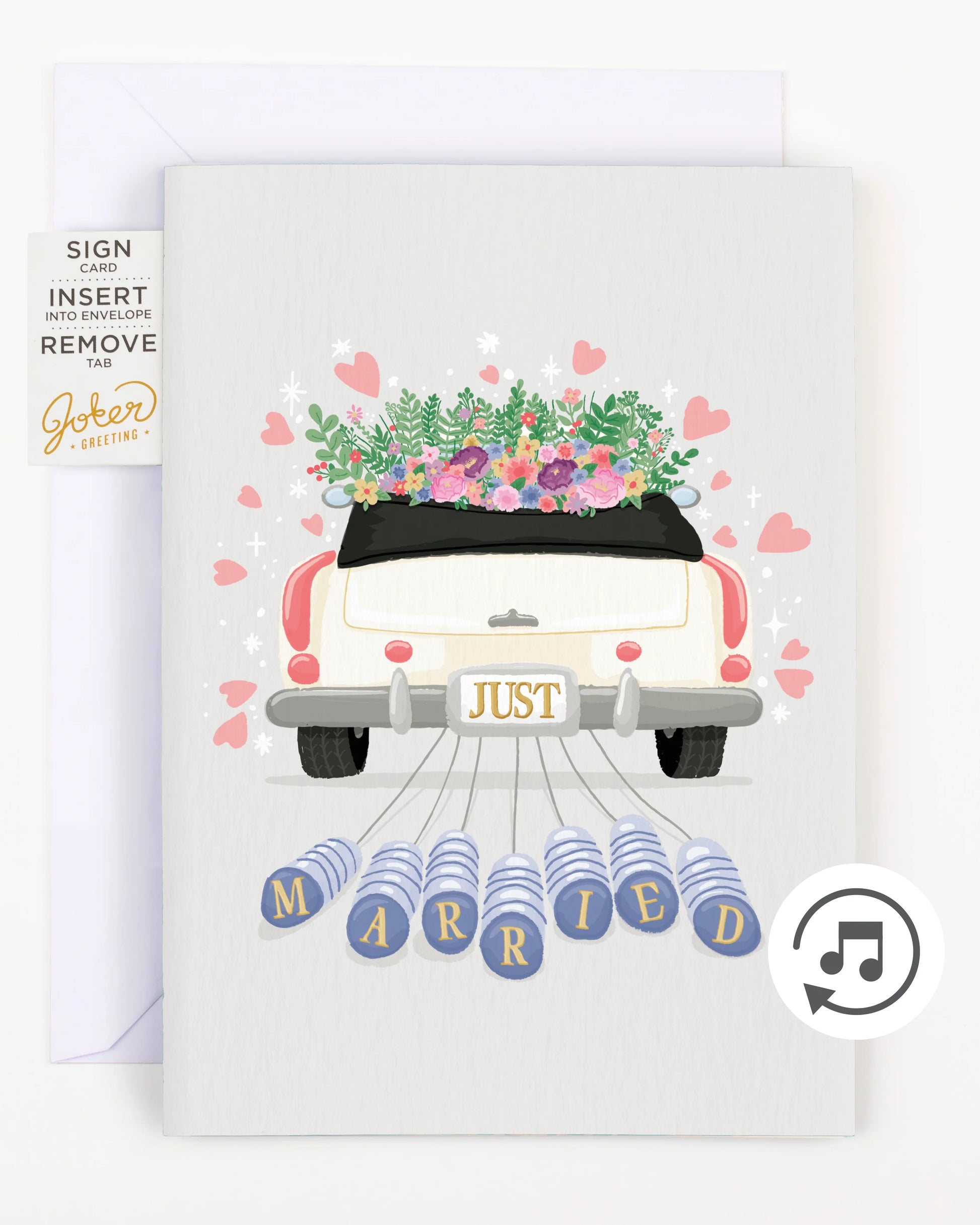 Endless Just Married Card With Glitter and sticker surprise
